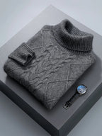 Cable Knit Pure Cashmere Turtleneck Sweater for Men | Autumn and Winter Wear