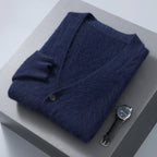 Pure Cashmere V Neck Cardigan for Men | Smart Casual Layering
