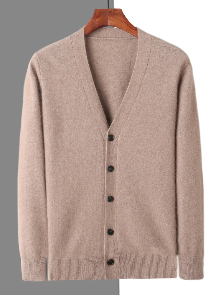 Pure Cashmere V Neck Cardigan for Men | Smart Casual Layering