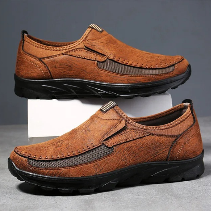 Leather Slip On Loafers with Elastic Inserts for Men | Work and Travel