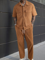 Short Sleeve Shirt and Trouser Two Piece Set for Men | Casual Wear