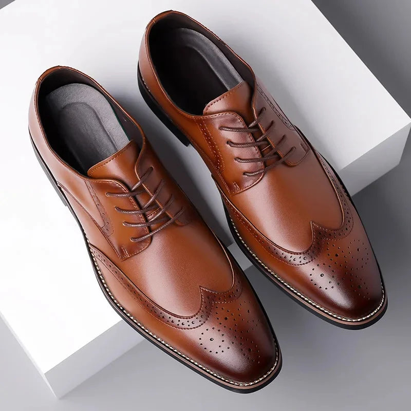 Classic Leather Brogue Wingtip Oxford Shoes for Men | Formal Wear