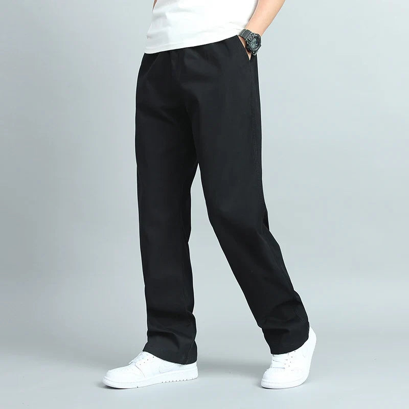 Cotton Loose Fit Straight Leg Trousers for Men | Everyday Wear