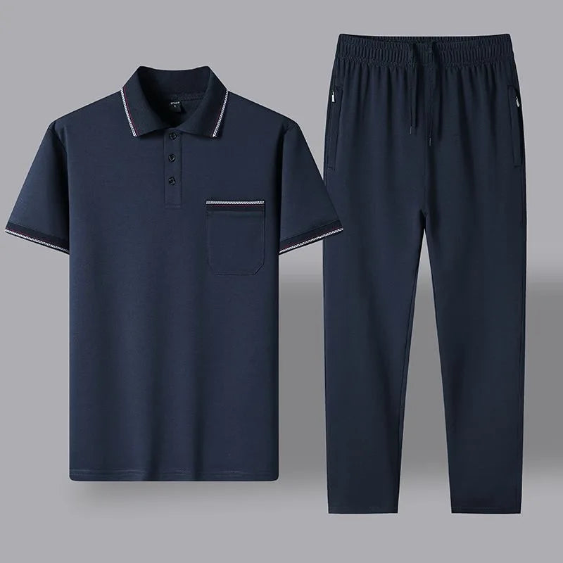 Cotton Polo Shirt and Trouser Lounge Set for Men | Smart Casual Wear