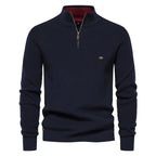 Cotton Zip Up High Collar Knit Cardigan for Men | Autumn Layering