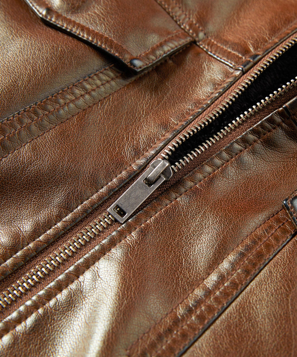 Shearling Collar Insulated PU Leather Aviator Jacket for Men | Winter Outerwear
