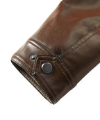 Quilted Shoulder Cafe Racer PU Leather Moto Jacket for Men | Casual Wear