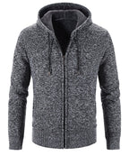 Textured Knit Zip Up Fleece Hoodie for Men | Cold Weather Layering