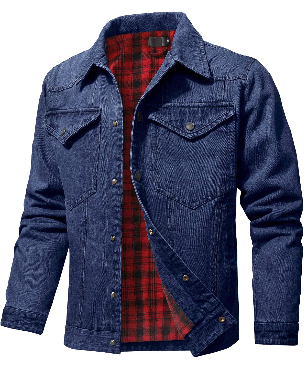 Flannel Lined Button Front Denim Shirt Jacket for Men | Cool Weather