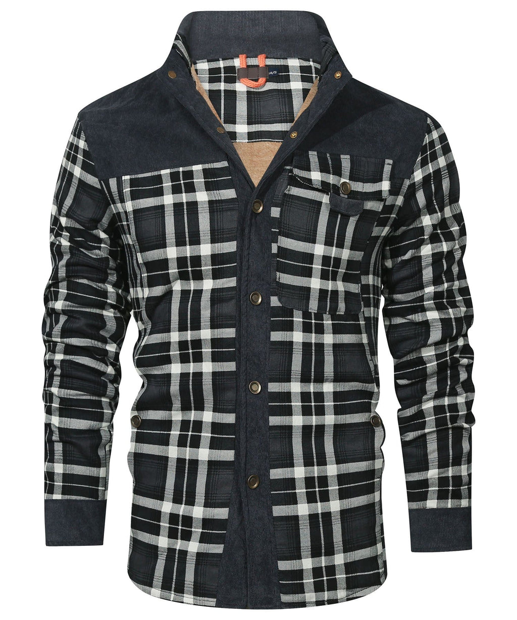 Snap Front Faux Fur Lined Flannel Jacket for Men | Winter Outerwear