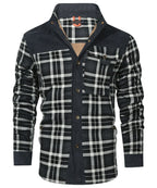 Snap Front Faux Fur Lined Flannel Jacket for Men | Winter Outerwear