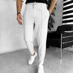 Textured Slim Fit Drawstring Trousers for Men | Smart Casual Wear