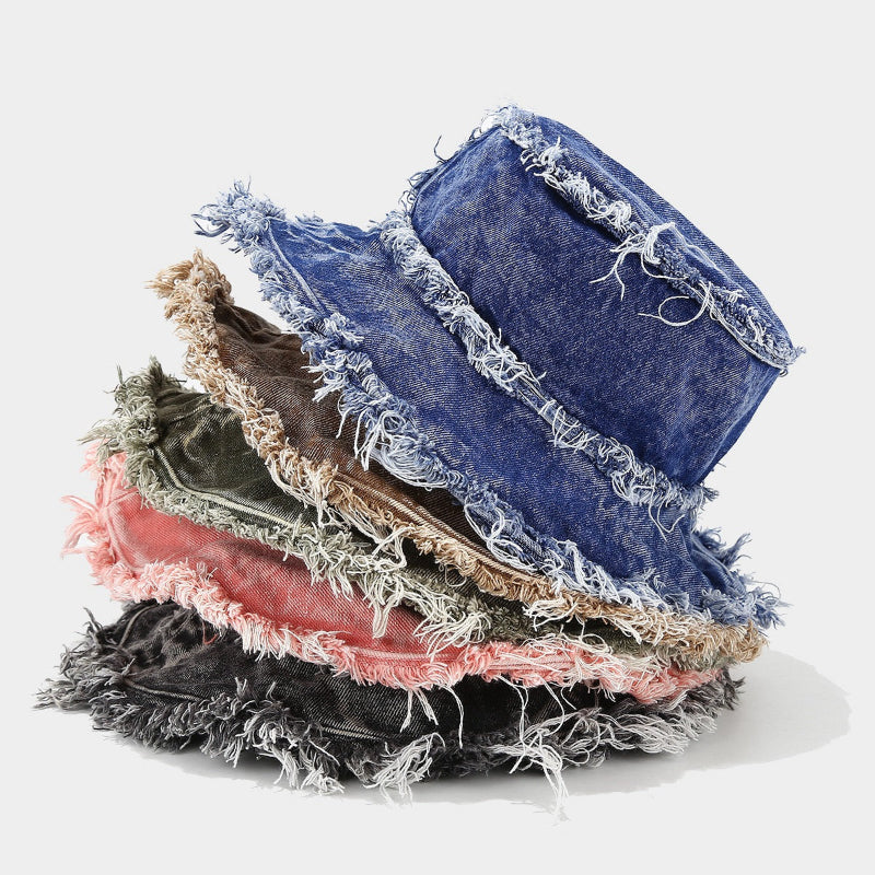 Frayed Denim Bucket Hat