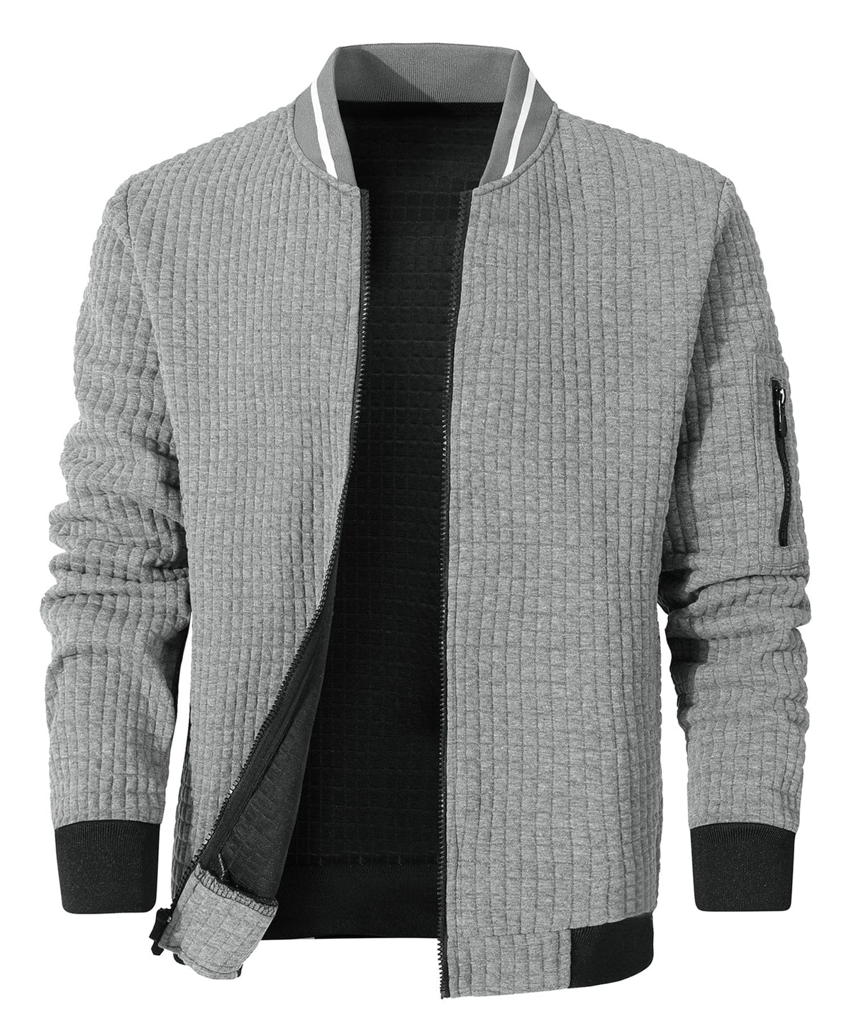 Minimalist Lightweight Zip Up Jacket with Sleeve Pocket for Men | Commuter Wear