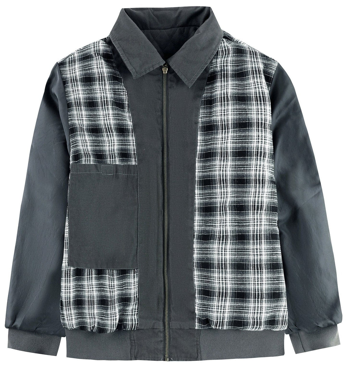 Diamond Quilted Corduroy Collar Zip Bomber Jacket for Men | Layering