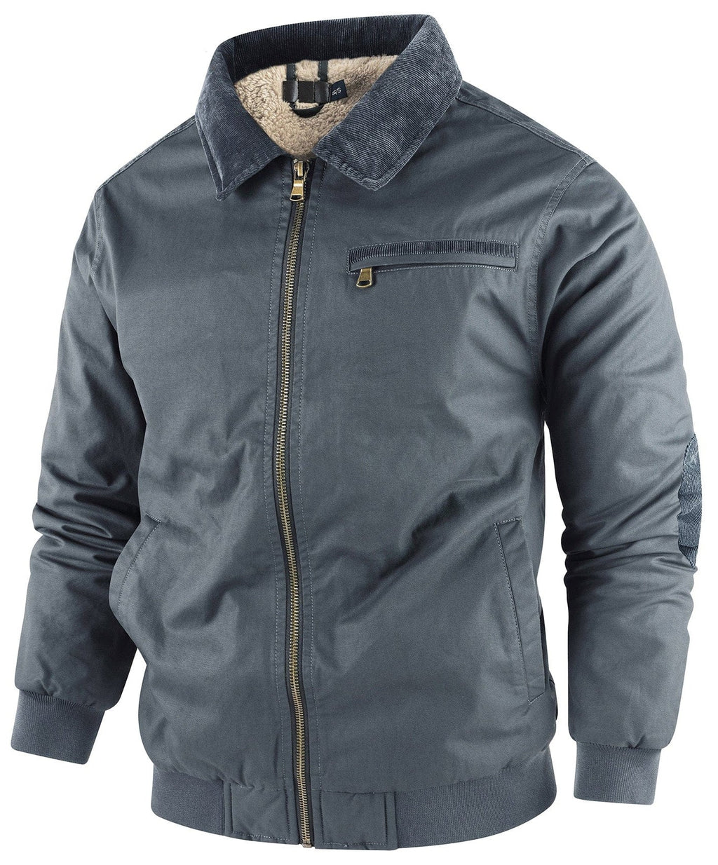Fleece Lined Structured Collar Zip Bomber Jacket for Men | Winter Outerwear