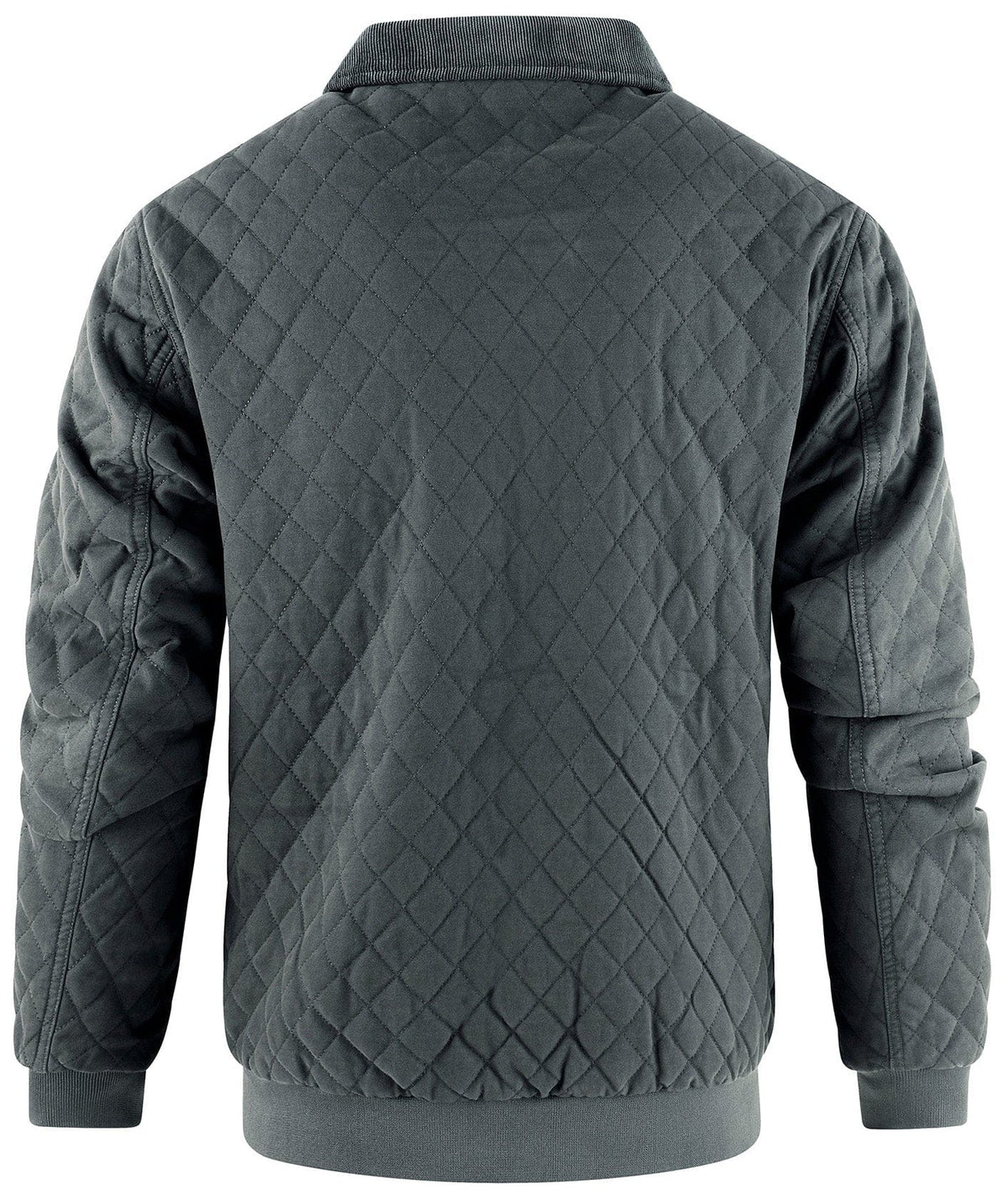 Diamond Quilted Corduroy Collar Zip Bomber Jacket for Men | Layering