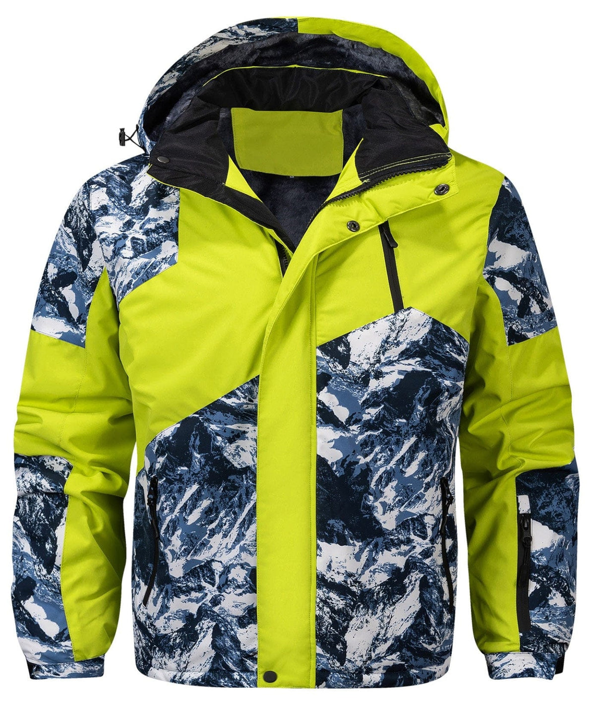 Glacier Print Insulated Hooded Winter Jacket for Men | Outdoor Wear