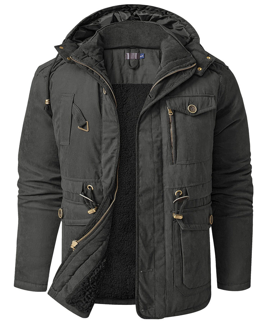 Heavyweight Fleece Lined Hooded Work Jacket for Men | Cold Weather