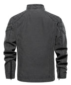 Washed Canvas Quilted Shoulder Moto Jacket for Men | Casual Wear