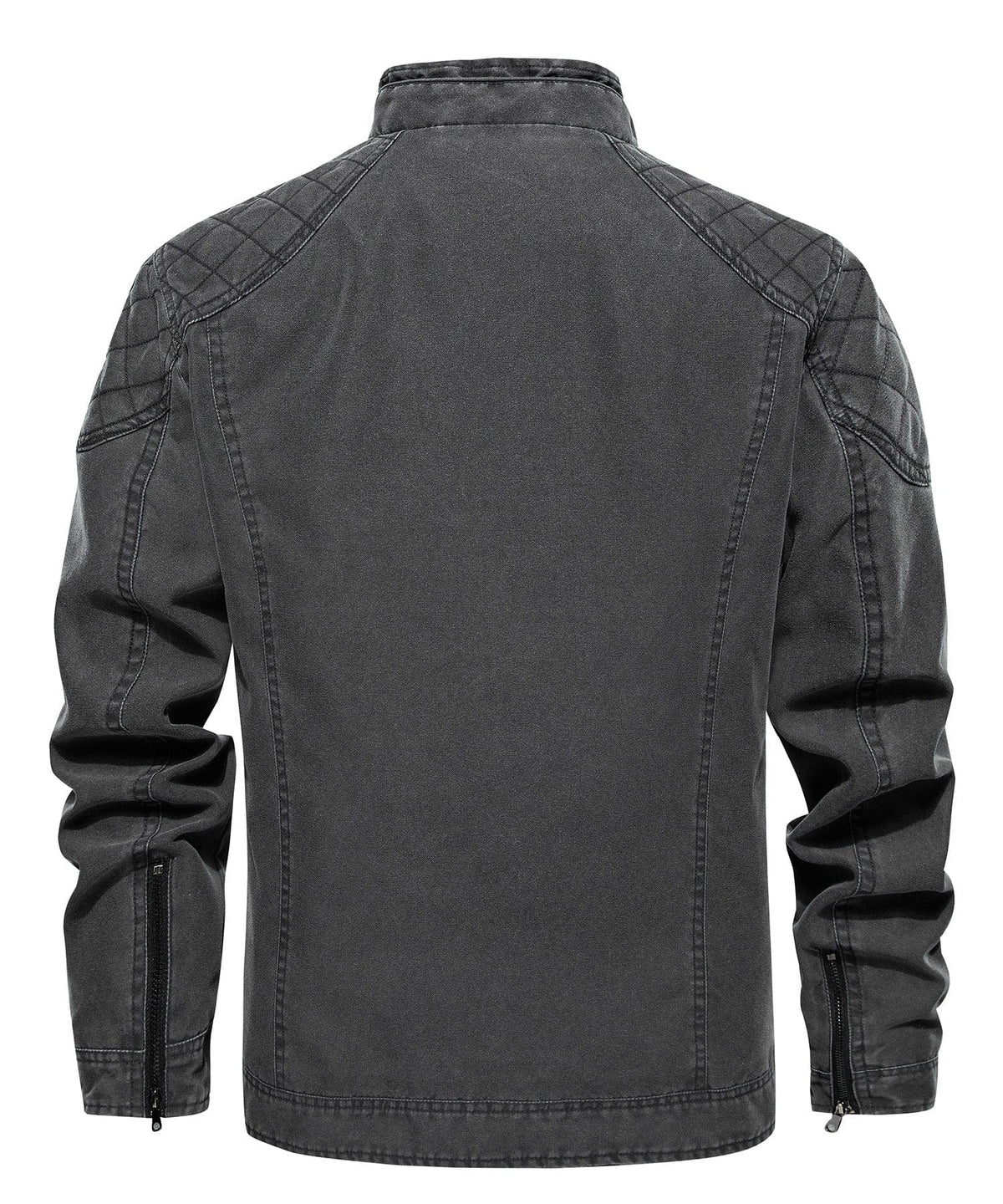 Washed Canvas Quilted Shoulder Moto Jacket for Men | Casual Wear