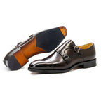 Genuine Leather Double Monk Strap Shoes for Men | Business and Formal Wear
