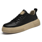 Genuine Leather Platform Lace Up Sneakers for Men | Street Wear