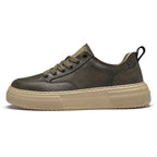 Genuine Leather Platform Lace Up Sneakers for Men | Street Wear