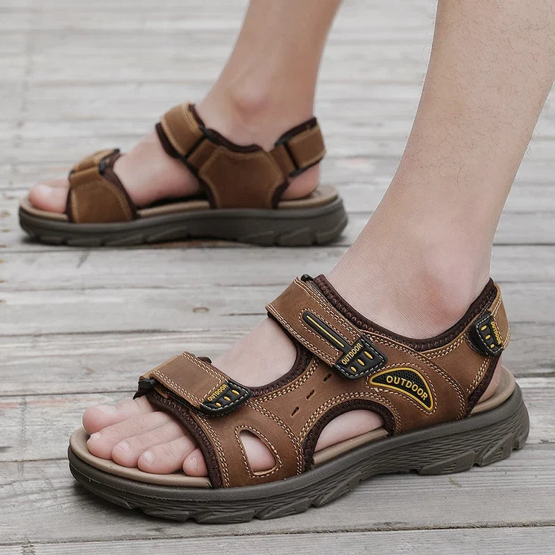 Genuine Leather Adjustable Strap Sandals for Men | Summer and Travel Wear