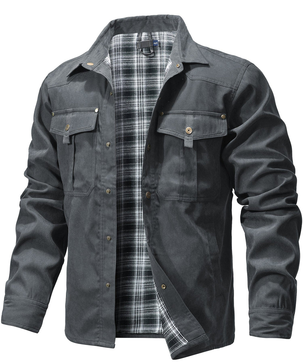 Flannel Lined Dual Chest Pocket Jacket for Men | Multi-Season Wear