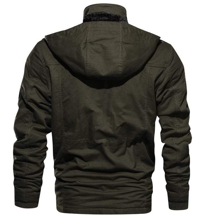 Fleece Lined Wind Resistant Hooded Cotton Coat for Men | Winter Outerwear