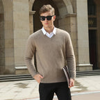 V Neck Knit Pullover Sweater for Men | Winter Layering