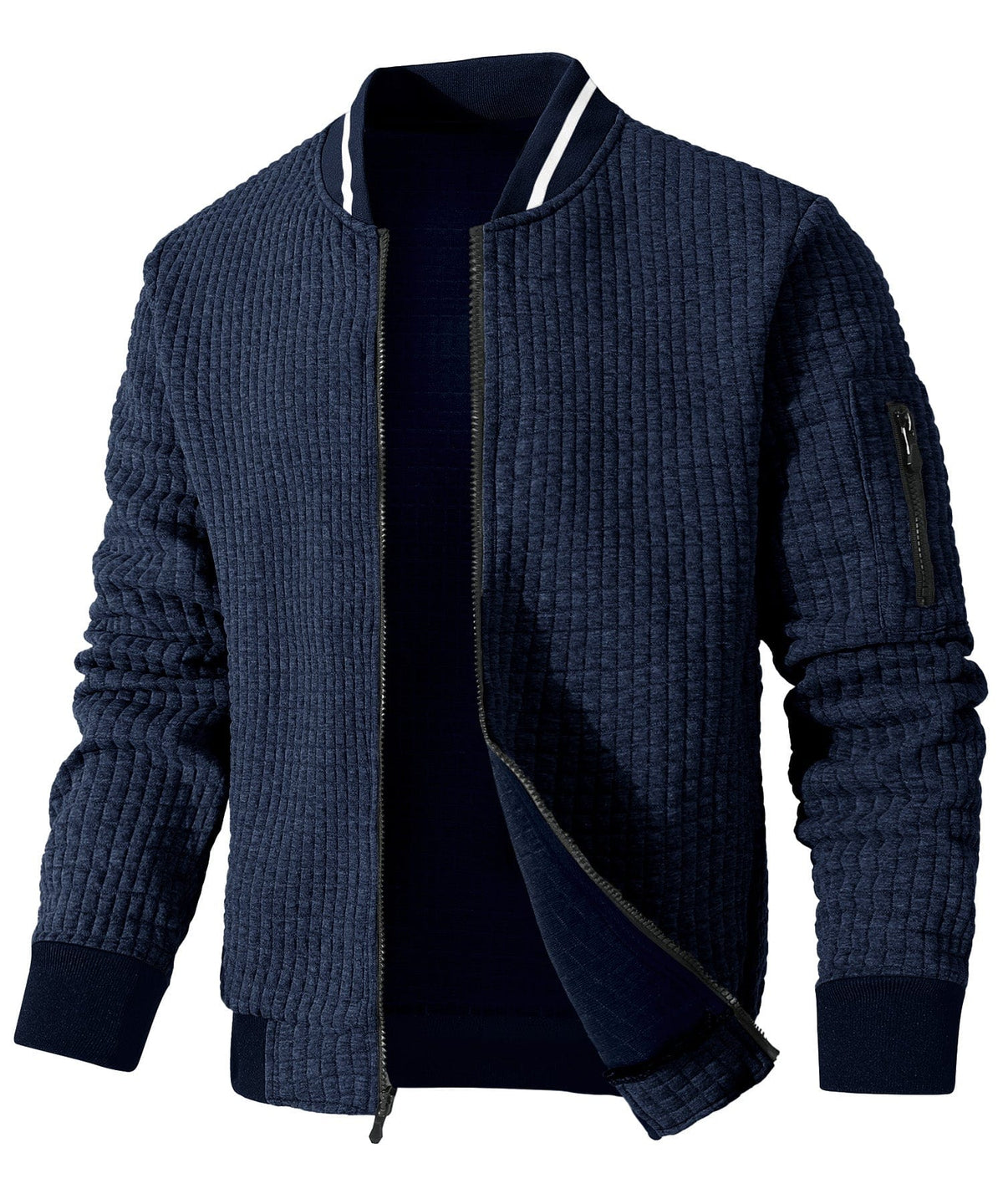 Minimalist Lightweight Zip Up Jacket with Sleeve Pocket for Men | Commuter Wear