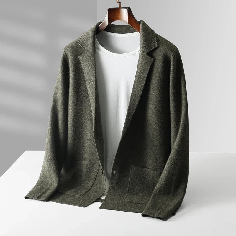 Merino Wool Knit Blazer Cardigan for Men | Office and Casual Wear