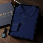 Cashmere Knit Long Sleeve Polo Sweater for Men | Smart Casual Wear