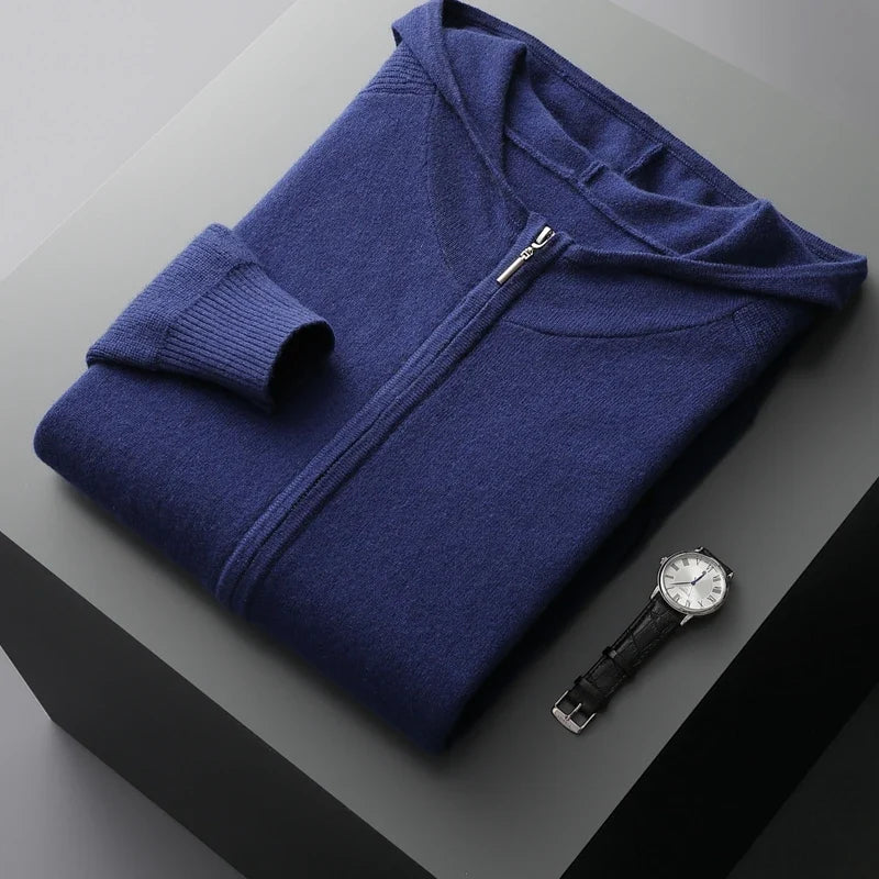 Himalayan Cashmere Knit Hoodie and Jogger Set for Men | Cold Weather Wear