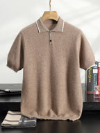 Short Sleeve Cashmere Knit Polo Shirt for Men | Year Round Wear