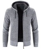 Textured Knit Zip Up Fleece Hoodie for Men | Cold Weather Layering