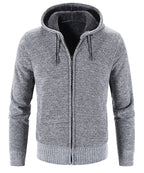 Textured Knit Zip Up Fleece Hoodie for Men | Cold Weather Layering