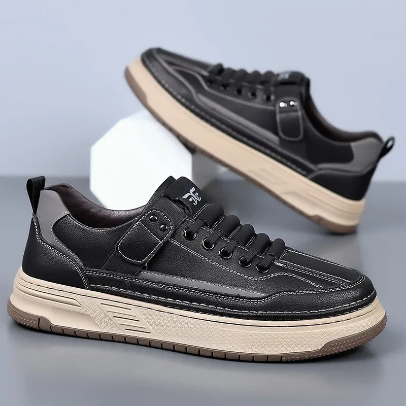 Platform Sole Leather Look Sneakers for Men | Casual Wear