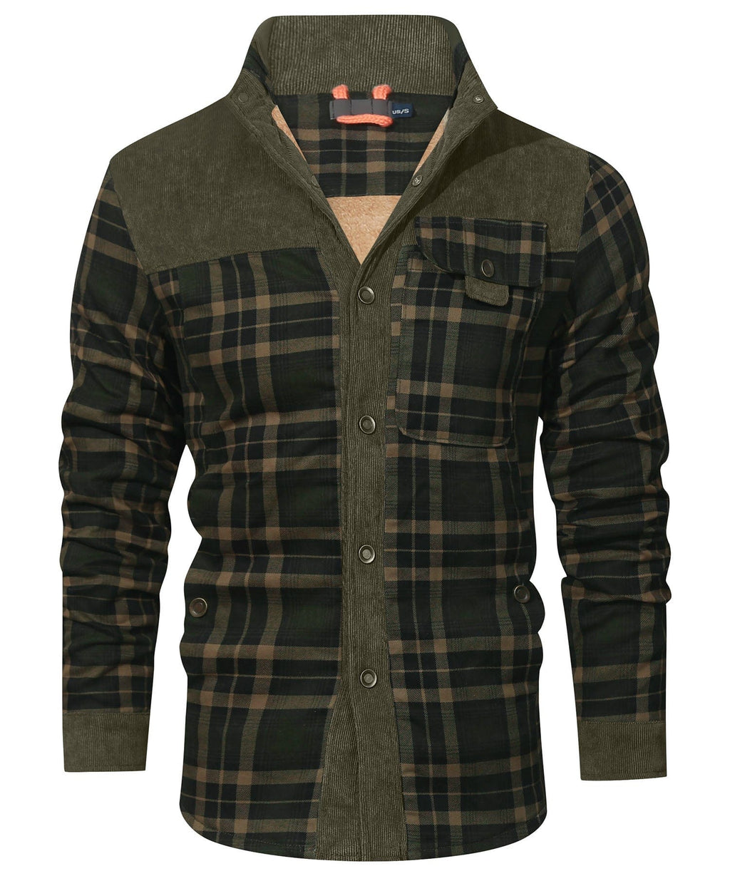 Snap Front Faux Fur Lined Flannel Jacket for Men | Winter Outerwear