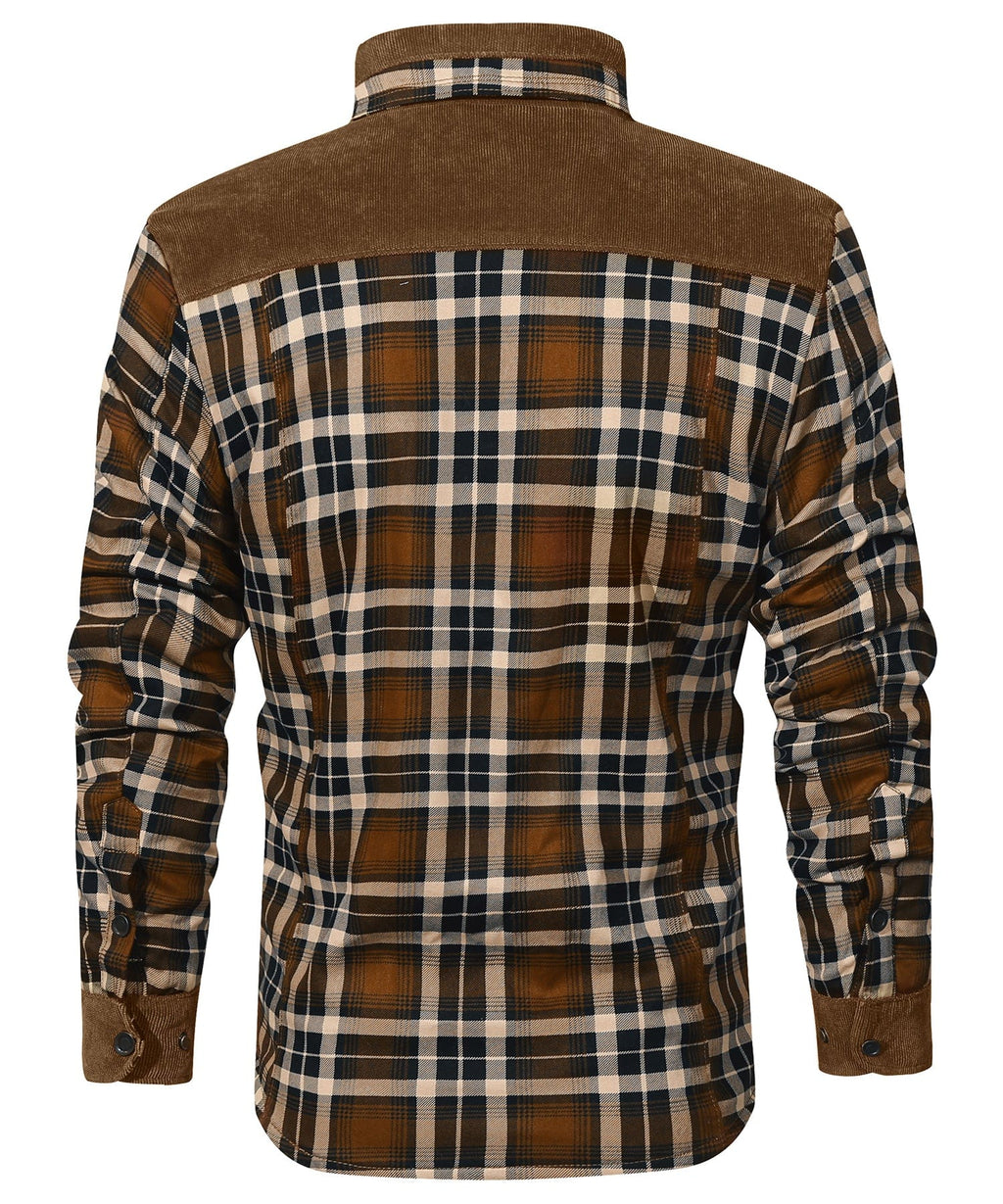 Snap Front Faux Fur Lined Flannel Jacket for Men | Winter Outerwear