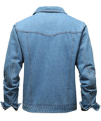 Flannel Lined Button Front Denim Shirt Jacket for Men | Cool Weather