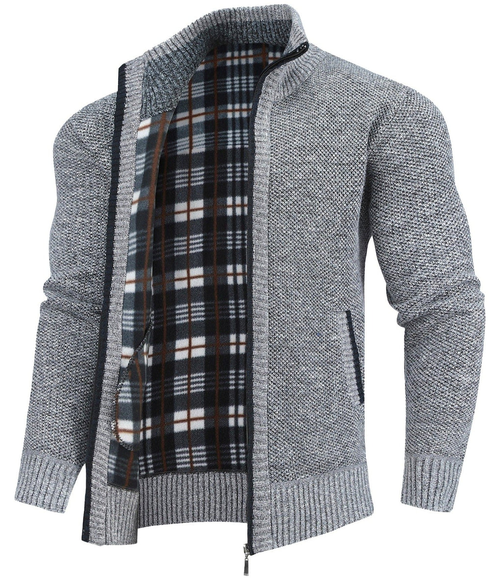 Flannel Lined Full Zip Sweater for Men | Cold Weather Layering