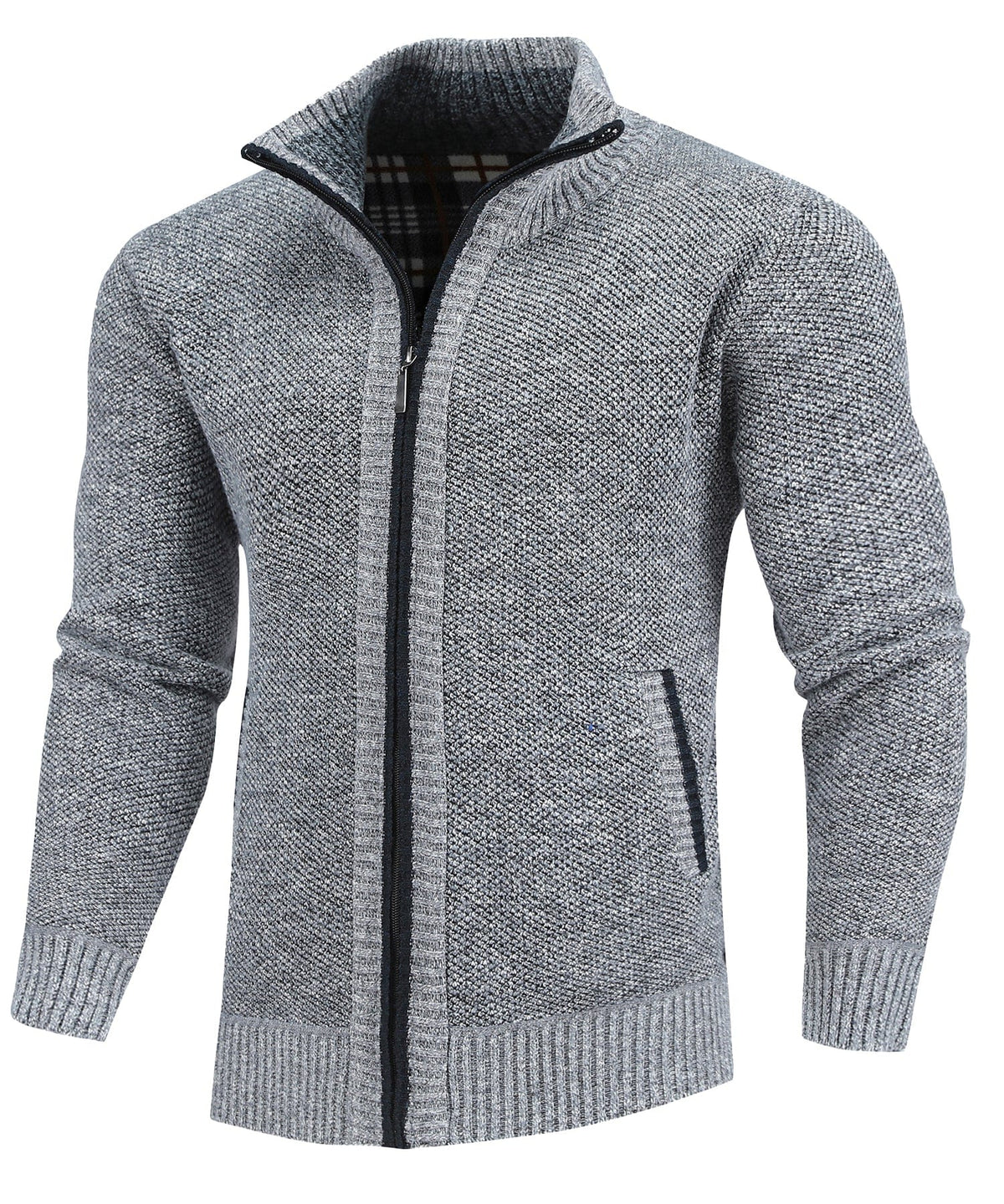 Flannel Lined Full Zip Sweater for Men | Cold Weather Layering