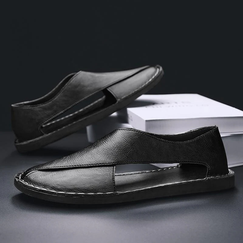 Lorenzo Vitali Cross Front Leather Sandals