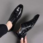 Lorenzo Vitali Glossy Croc-Texture Loafers