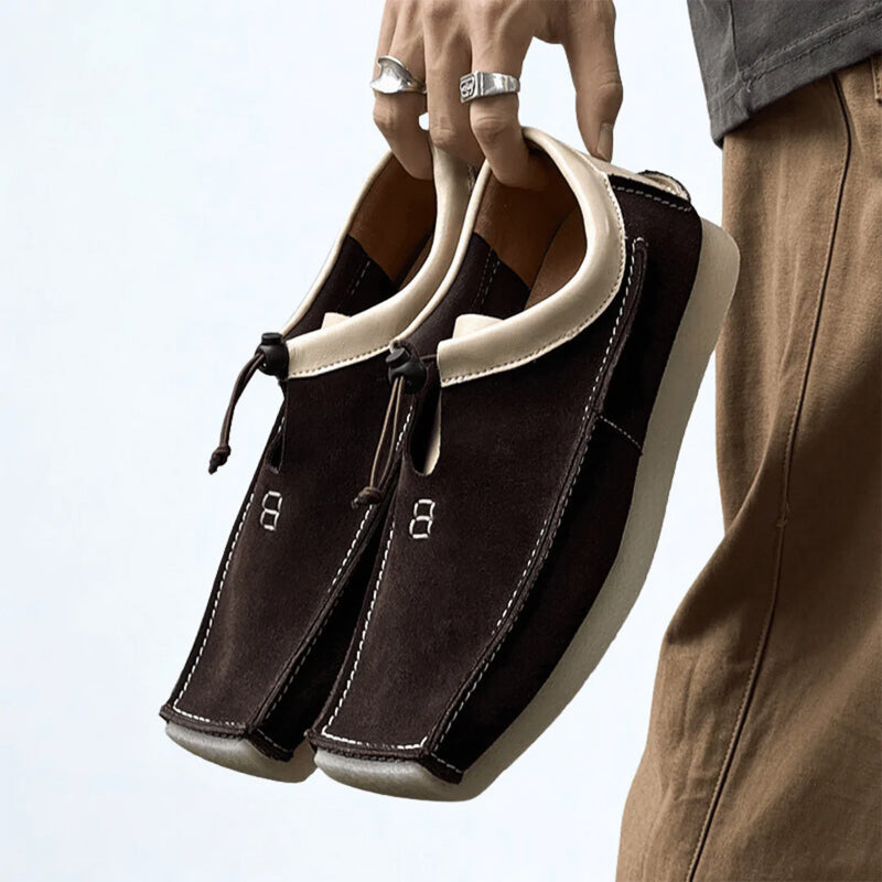 Lorenzo Vitali Suede Loafers with Drawstring Closure