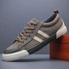 Retro Canvas Low Top Sneakers with Stripe Accents for Men | Everyday Wear