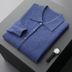 Merino Wool Button Down Polo Collar Sweater for Men | Smart Casual Wear
